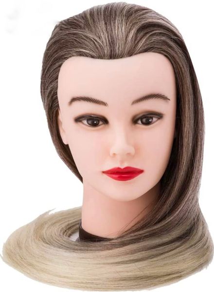 Real Hair Training Mannequin Head Cosmetology Doll Practice