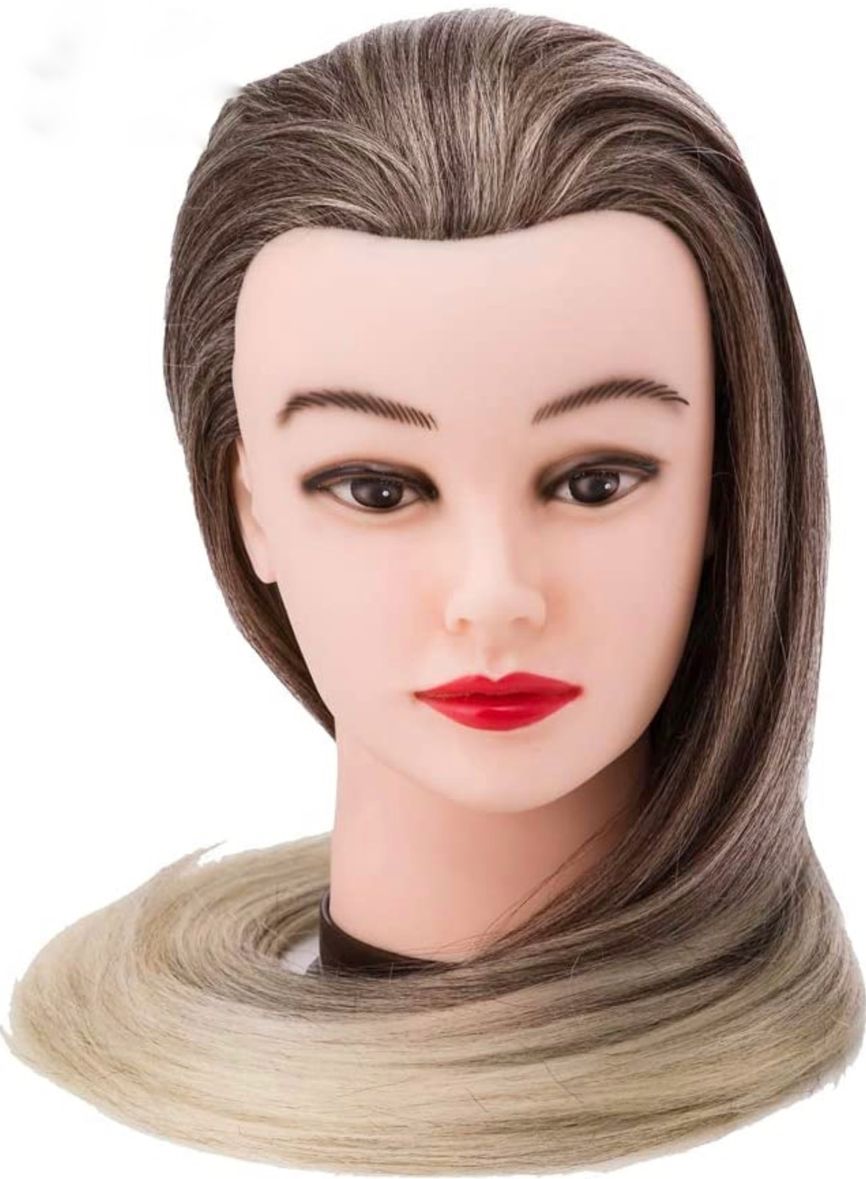 Real Hair Training Mannequin Head Cosmetology Doll Practice Shop