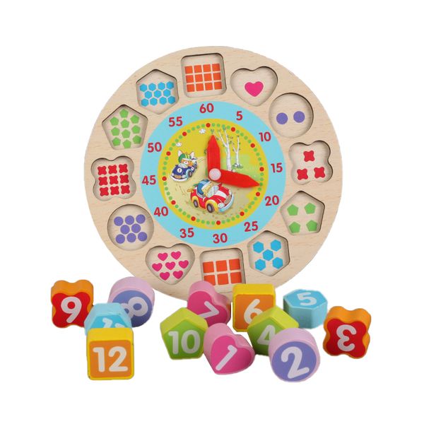 Geometric Numbers Clock: Educational Wooden Toys for Kids