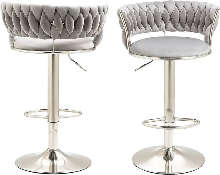 Modern Adjustable Velvet Wave Hollow Barstools - Set of 2