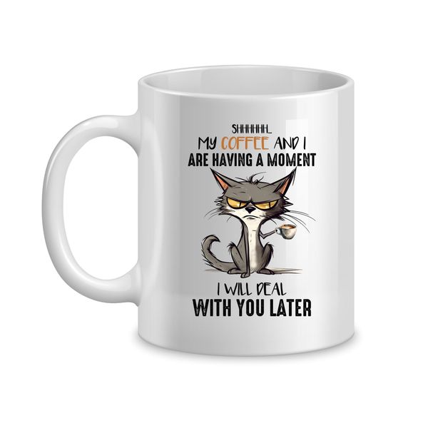 Coffee Cat Coffee Mugs with Funny Jokes Graphic Animal Sayings Cups 072