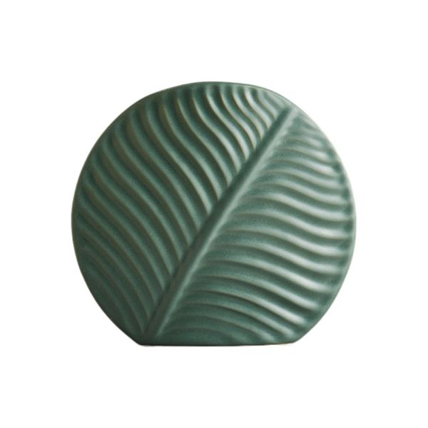 Nordic Ceramic Leaf Vase - Small Dark Green