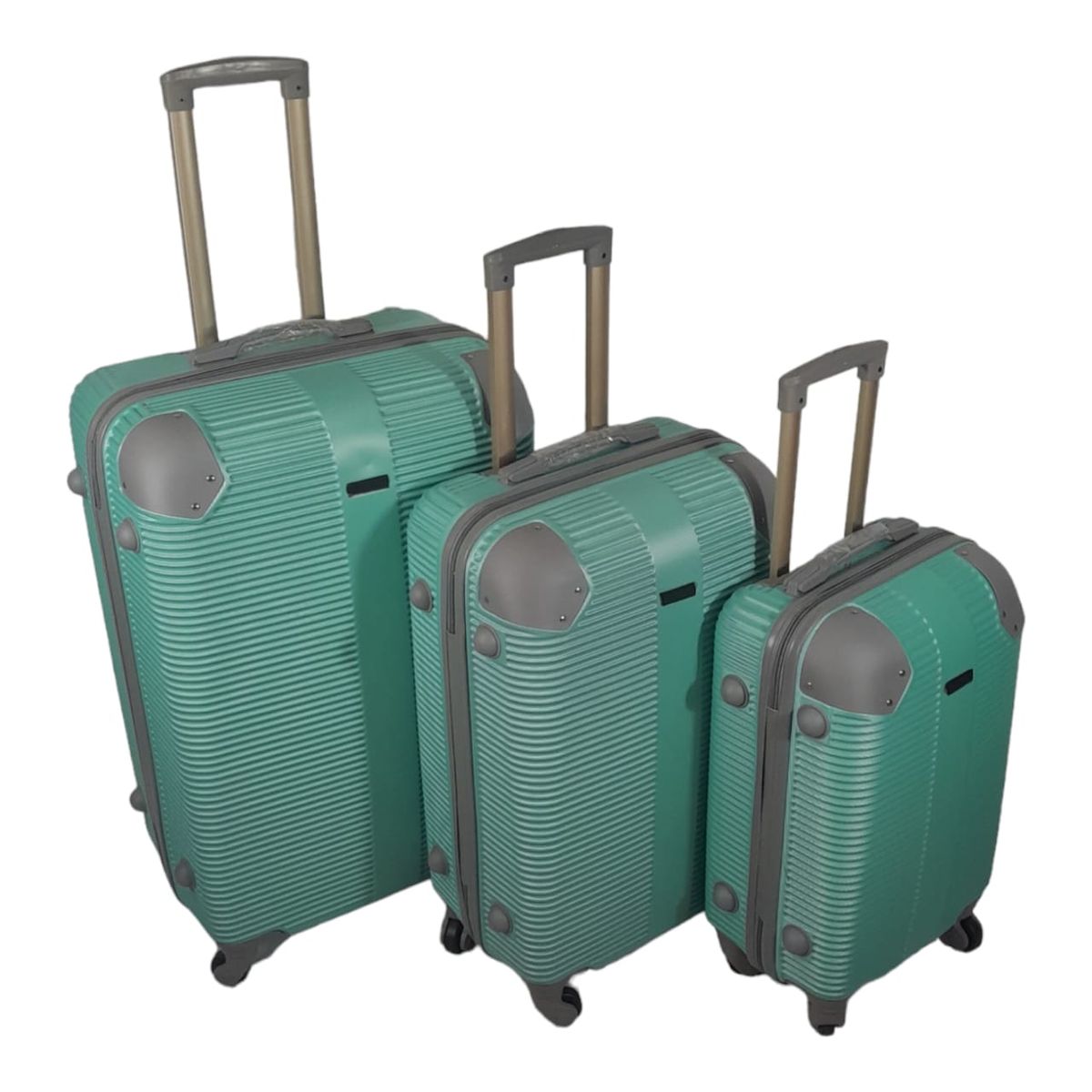 Quad Wheel Travel Luggage - 3 Piece Luggage Set - Protected - Soda Green