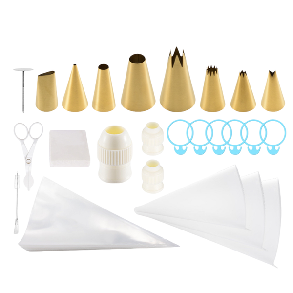 173 Pieces Gold Stainless Steel Piping Nozzles Cupcake Cake Decorating Tool Set