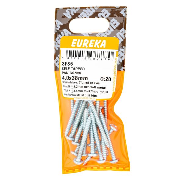 EUREKA Self-Tapper Pan head Combination 4 x 38mm Q:20 3F85