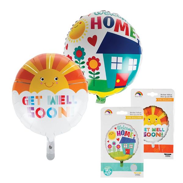 Bulk Pack x 8 Balloon Helium Foil Get Well Soon, Welcome Home