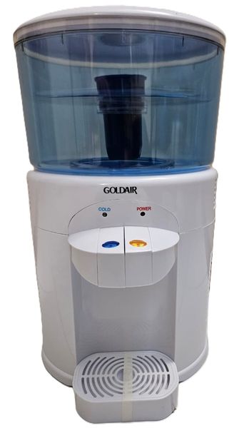 Goldair White, Blue Tabletop Water Cooler and Dispenser