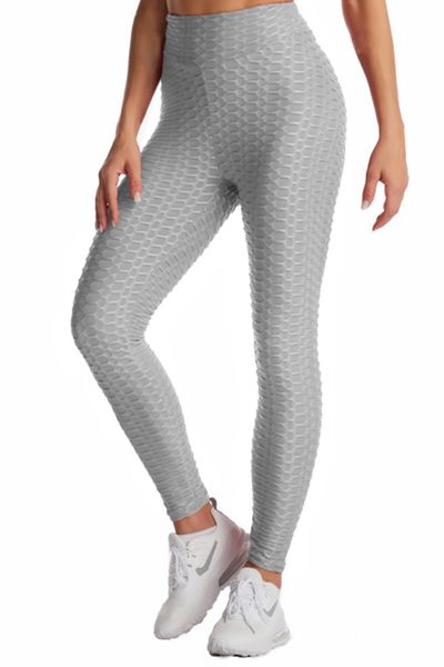 Bosivo Anti Cellulite Honeycomb Tummy Control Yoga Pants Leggings - Grey