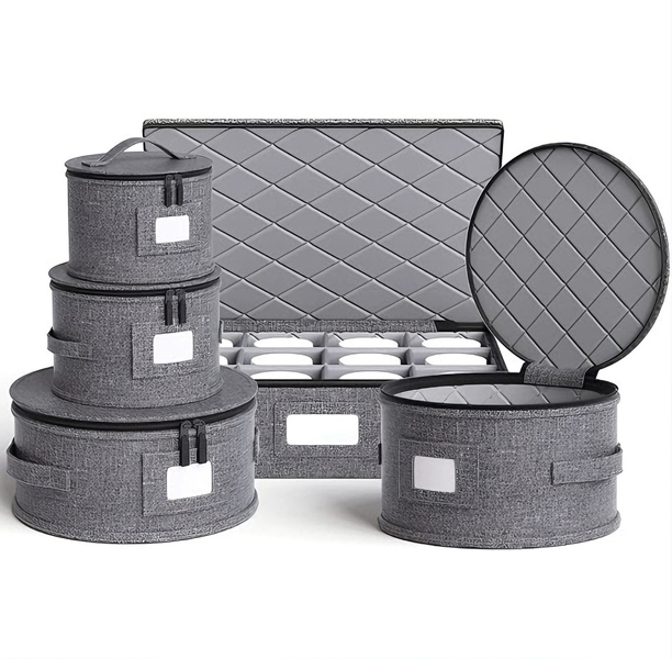 China Storage Containers Quilted Dish Storage Containers Grey - 5 Piece
