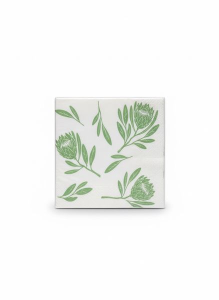 2-Ply Serviettes with Green Flowers - 100 Soft &amp; Absorbent Table Napkins