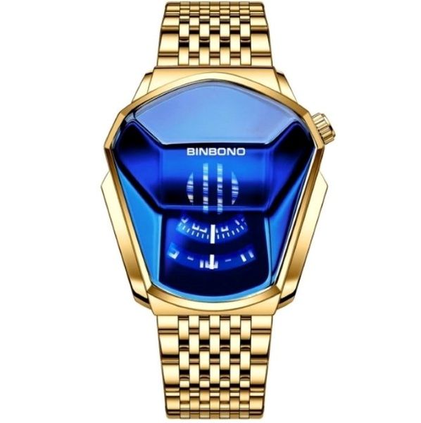 New Binbond Top Brand Luxury Fashion Sport Watch- Gold Blue