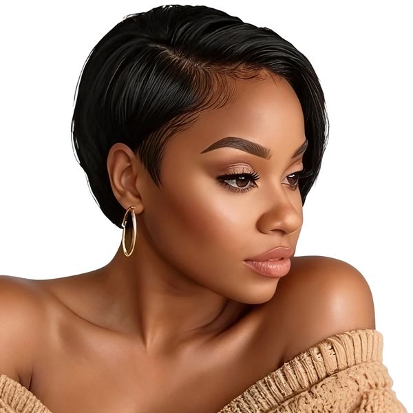 Geebuy Glueless Side Part Pixie Cut Wig-Wear &amp; Go Glueless Wig Human Hair