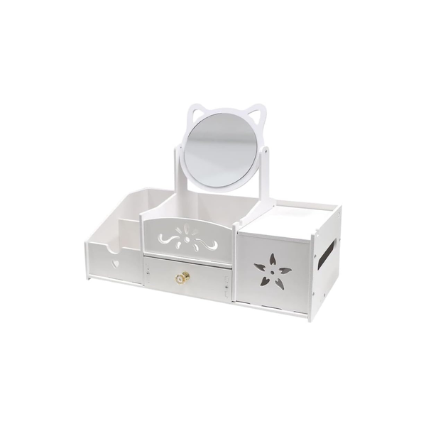 FunBlast Makeup Desk Organizer with Mirror - DIY Cosmetic Storage Box