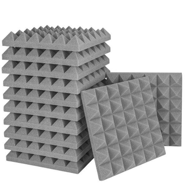 Echo-Less Grey Pyramid Acoustic Foam Panels 30x30x5cm(Pack of 12)