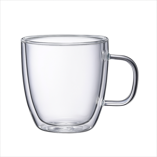 Insulated Coffee Mug - Double Vacuum Glass with Handle