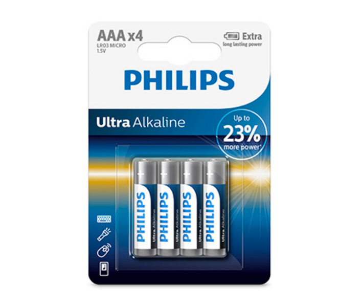 Philips Ultra Alkaline AAA Batteries 1.5V 4 Pack