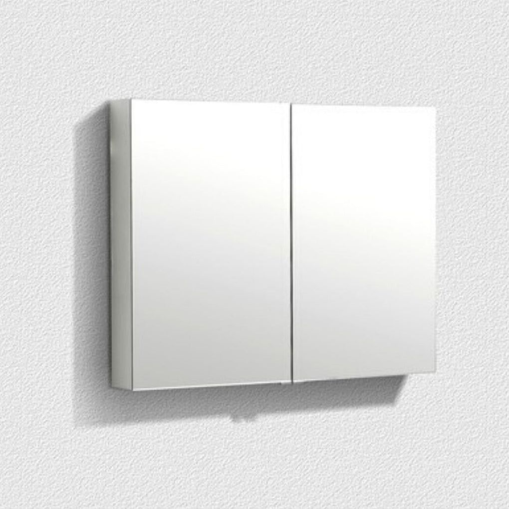 White Double-Door Mirror Bathroom Cabinet