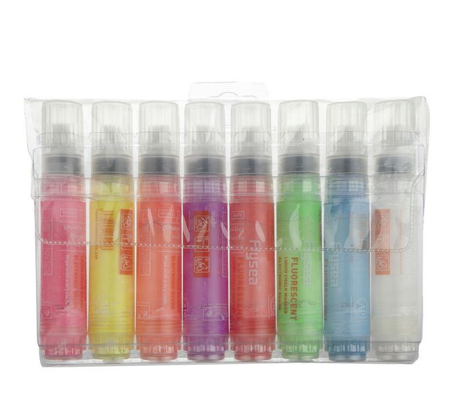 8 Fluorescent 10mm Flat Tip Liquid Chalk Marker Pens Art Paint Scrapbook