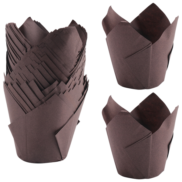 50 Pcs Tulip Cupcake Liners Tulip Baking Paper Brown