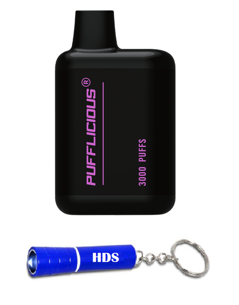 Pufflicious 3000 Puff 0mg Vape - Mixed Fruit with HDS Branded Keyring