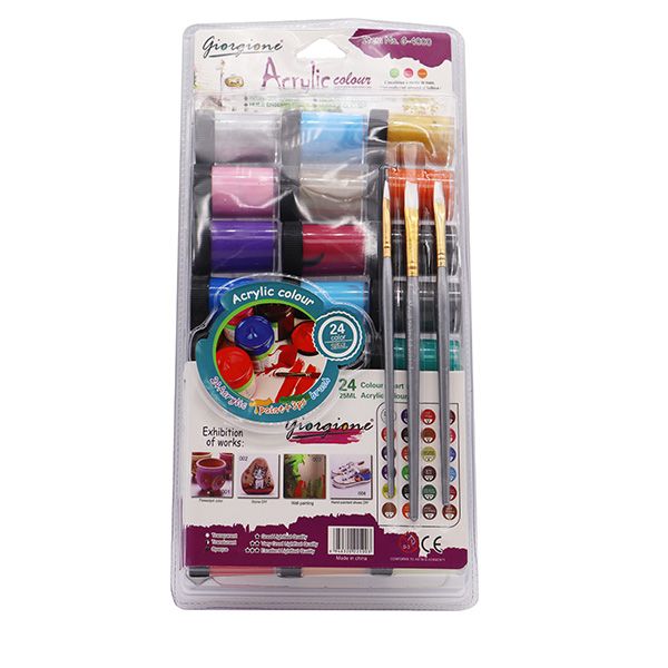 Giorgione Acrylic Colour Kit - 24 Tube Set with Brush (25ml)