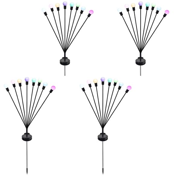 Solar Garden Decorative Ambiance Lawn Ground Plug Lights Set of 4-Colorful