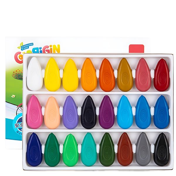 24 Colors Washable Water Drop Crayons Kindergarten Baby Doodle Paintbrush