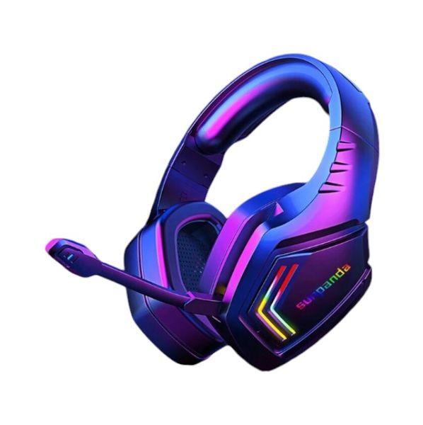 LED Wireless Gaming Headset With Microphone &amp; Low Latency - Black Luminous