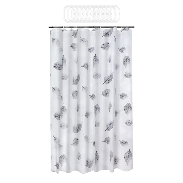 Opaque Shower Curtain with Hooks - 240 x 200cm