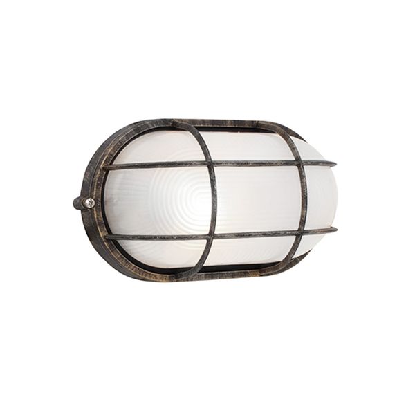 Eurolux - Large Oval Bulkhead With Grid Black/Gold 230V