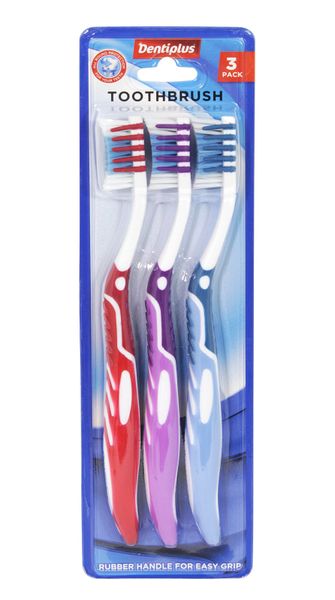Dentiplus Adult Toothbrush 3-Pack