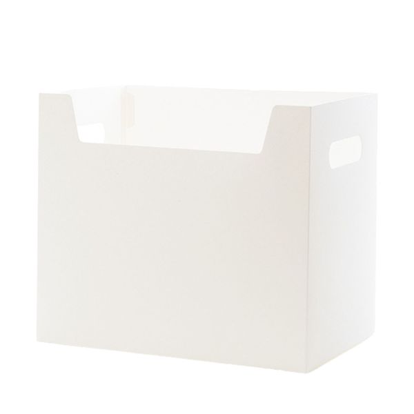 White Desktop Organizer Foldable File Box with Dual Handles 20x29x25cm