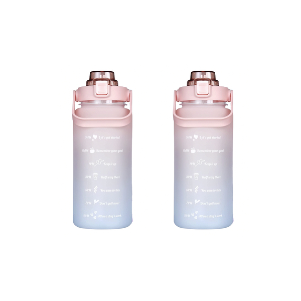 2L Large Capacity Motivational Water Bottle with Straw Motivational Sticker
