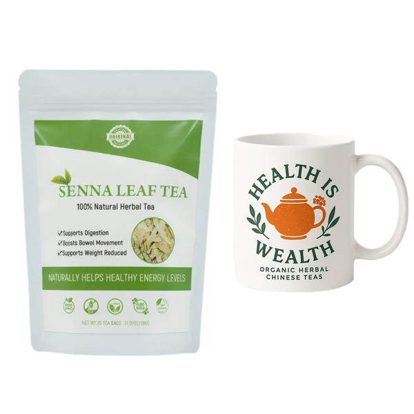 Organic Seanna Herbal Tea, Digestion and Bowel Movement Support With Mug