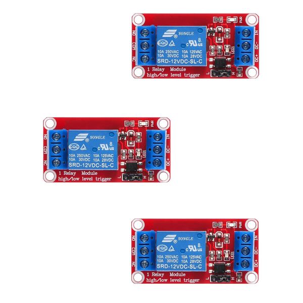3Pieces DC 12V Relay Module 1 Channel Relay Board with Optocoupler Isolation