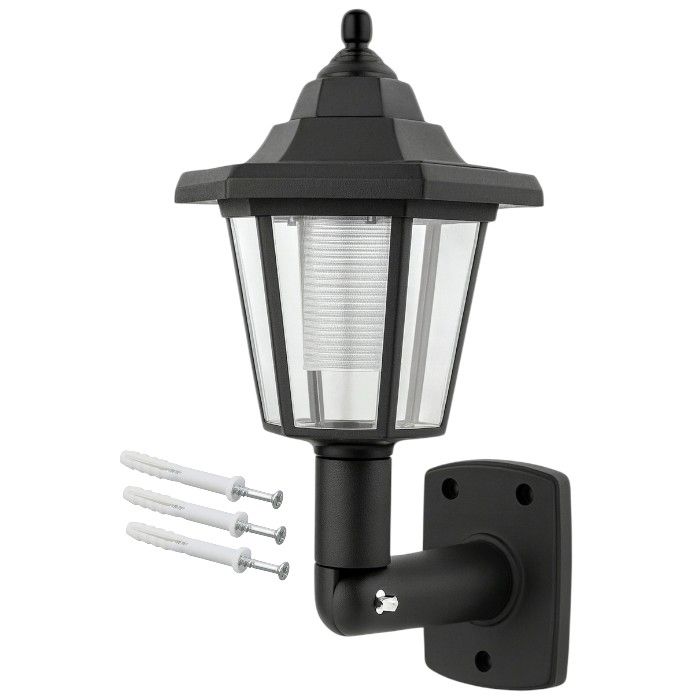 Wall-Mounted LED Solar-Powered Light - Black