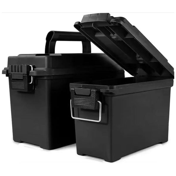 Glary Ammo Case Combo Small &amp; Medium, Stackable Locking PVC, Black