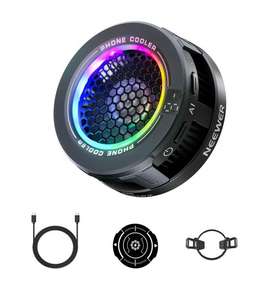 Magnetic Phone Cooler, Low Noise USB Cooling Fan with Smart Temp Control