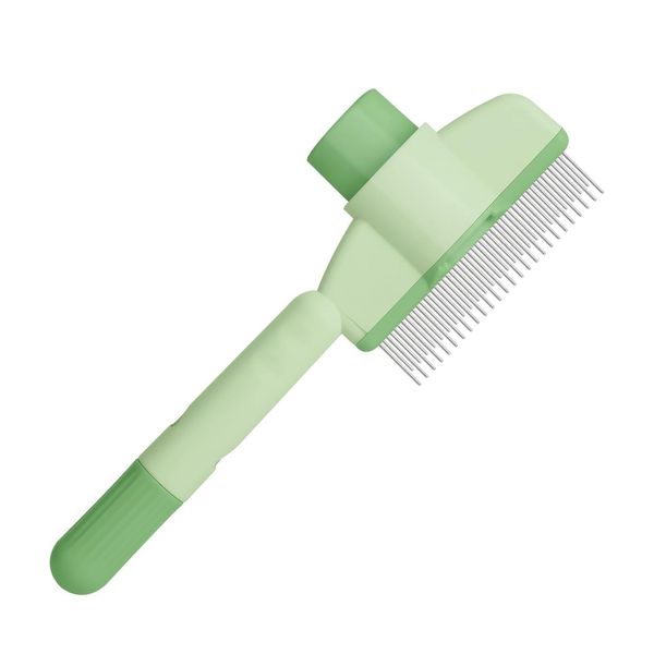 Pet Hair Removal Comb Flea Comb , Cat Brush with Release Button (Green)