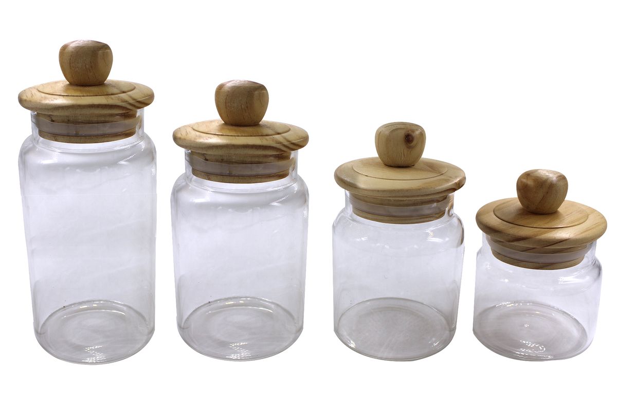 4 Piece Airtight Glass Heritage Canister Jars with Bamboo Lids | Shop ...