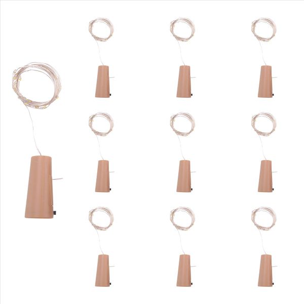 10 Packs Wine Bottle Stopper Copper Wire Light String 2M 20Led Light