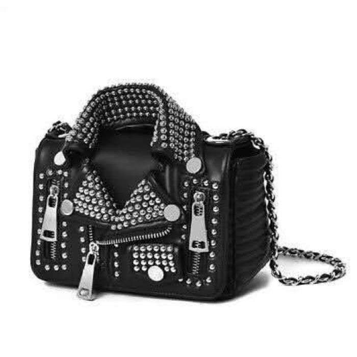 Studded Motor Jacket Crossbody Bag for Women