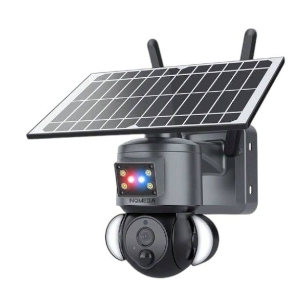 INQMEGA - Solar Battery Powered Floodlight Camera With Night Vision - Black