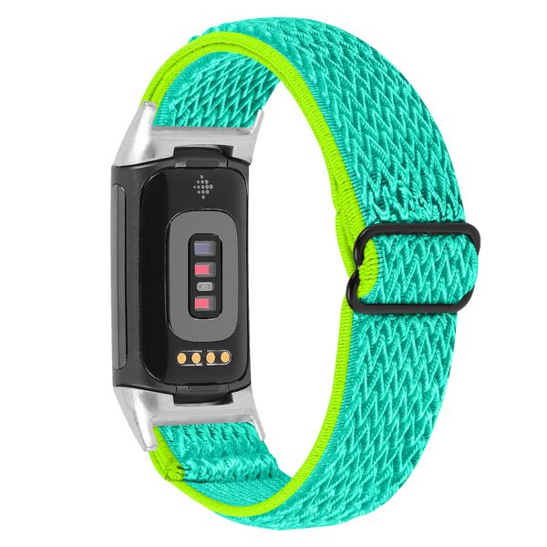 Nylon Strap For Fitbit charge 5 &amp; 6-Yellow/Green