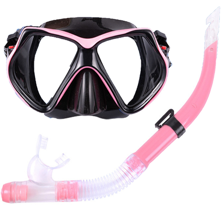 Snorkeling Mask Snorkel Diving Mask Anti-Fog Swimming Goggles Dry Snorkel Image