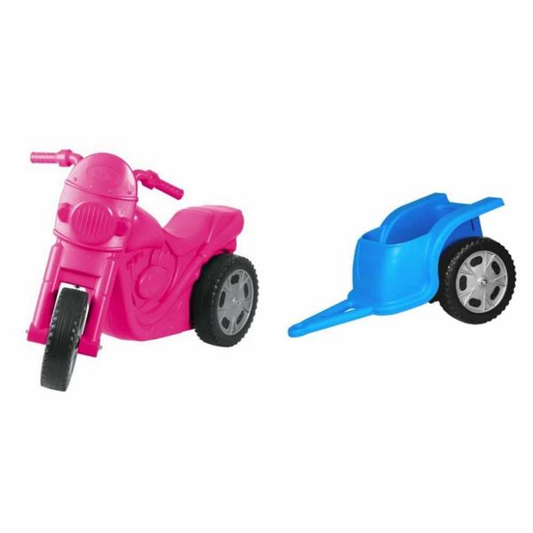 Jeronimo Zoom Push Bike Cerise &amp; Blue Trailer