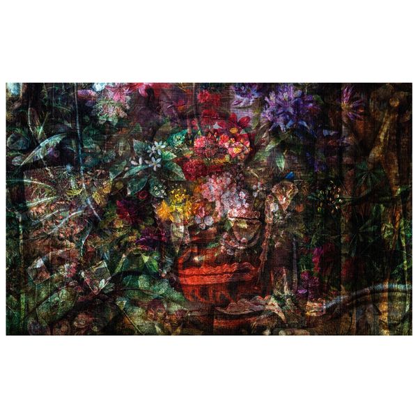 Grunge Painted Flowers Rectangle Tablecloth