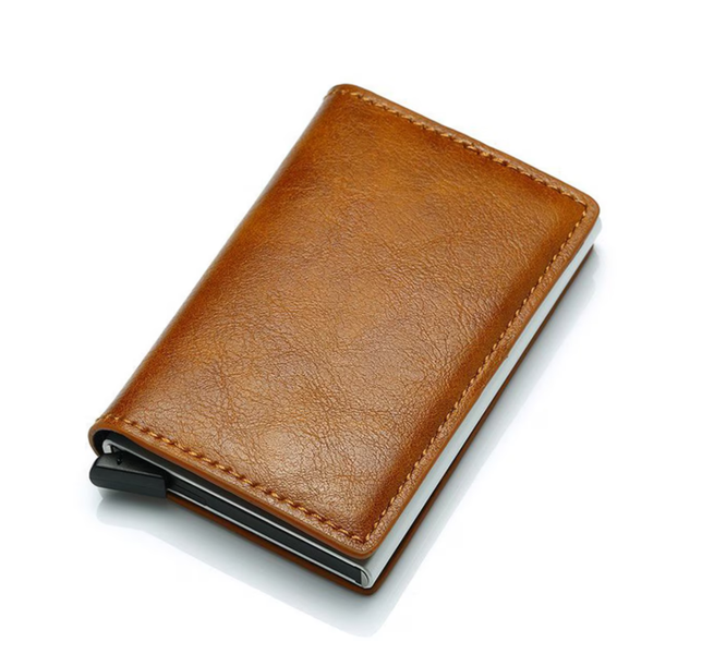 Leather Folding Wallet with Ultra-Thin Aluminum Card Slots
