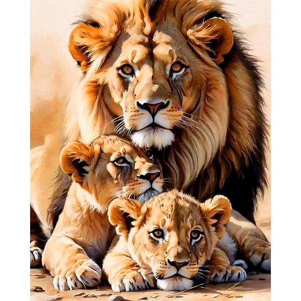 Artikon Paint By Numbers DIY 40cmx50cmx2cm - Lion King Father with Cubs