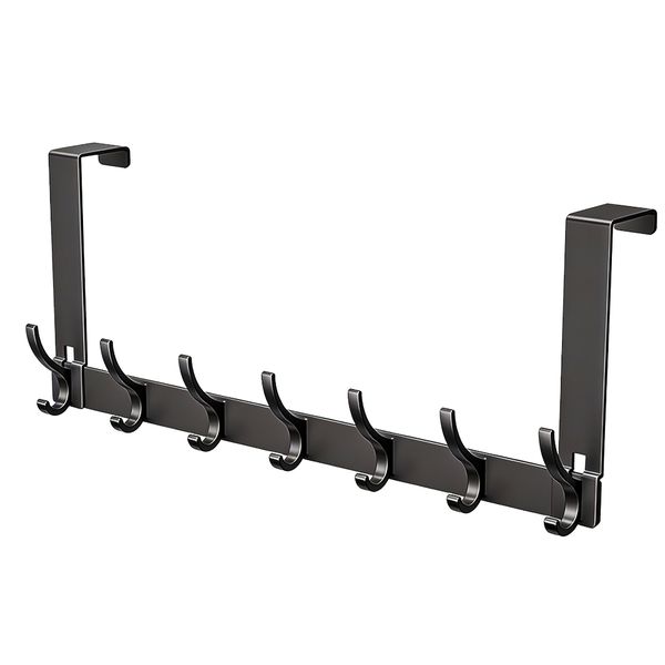 Over Door Hooks, Heavy Duty Stainless Steel Over Door Hanger with 7 Hooks